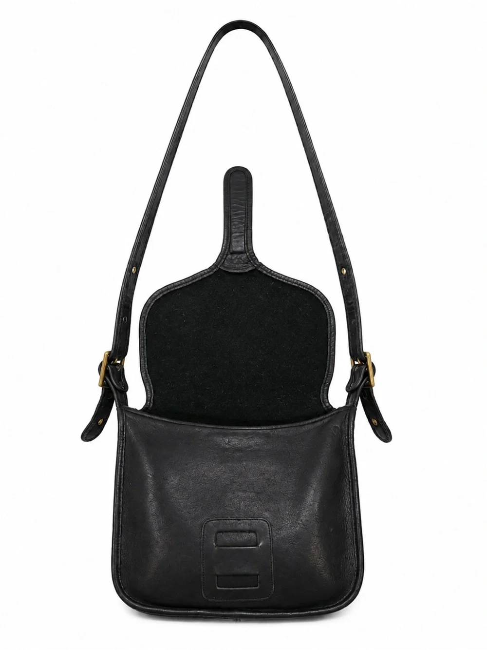 Vintage COACH Courier 1970s Pre-Code Black Glove Tanned Leather Shoulder Bag
